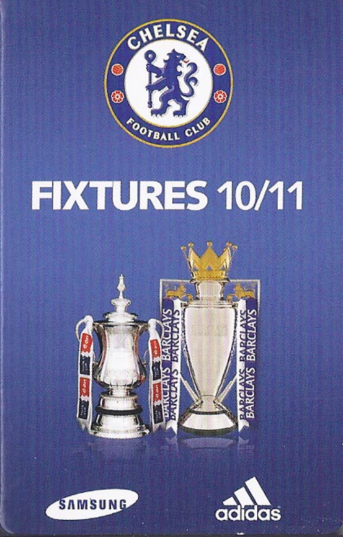 Chelsea 2010/11 Fixture Card